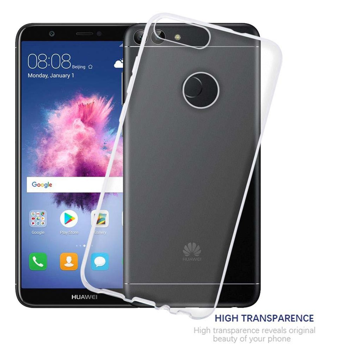 AIR / CADORABO Huawei, P Schutzhülle, VOLL TRANSPARENT TPU Ultra SMART 2018 Slim Backcover, 7S, Enjoy