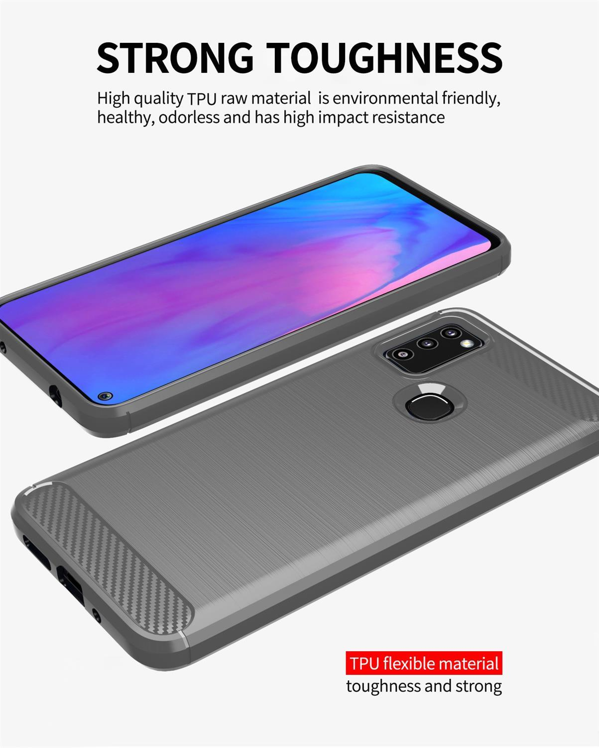Due custodie per telefono su sfondo bianco, che mostrano un materiale TPU resistente e flessibile.