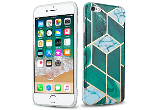 carcasa de móvil  - Funda flexible para móvil - Carcasa de TPU Silicona ultrafina CADORABO, Apple, iPhone 6 / iPhone 6S, mármol verde oscuro oro blanco no.6