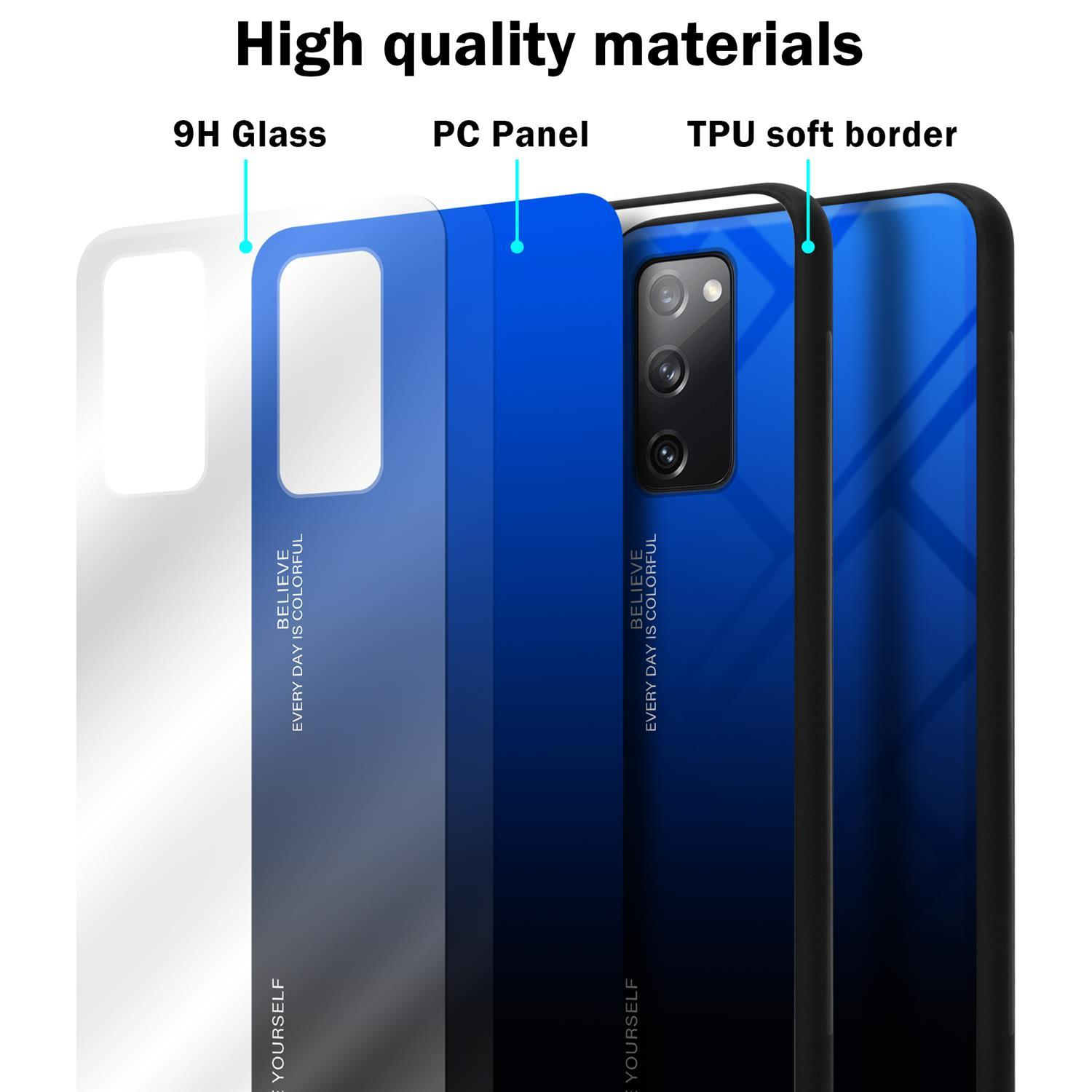 Farben Silikon 2 FE, CADORABO Samsung, SCHWARZ Galaxy Hülle - S20 Glas, Backcover, aus BLAU TPU