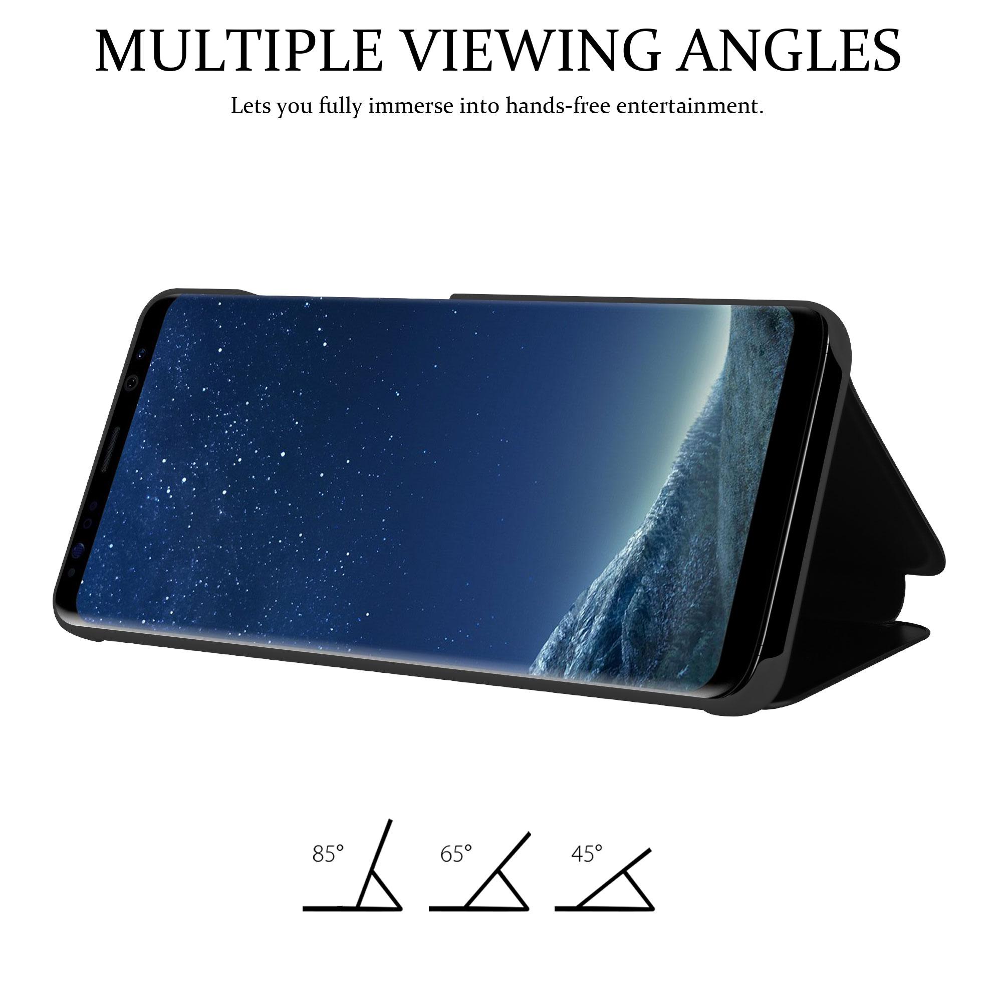 CADORABO Handyhülle Smart View SCHWARZ Galaxy Spiegel TURMALIN Bookcover, Book, Samsung, S8