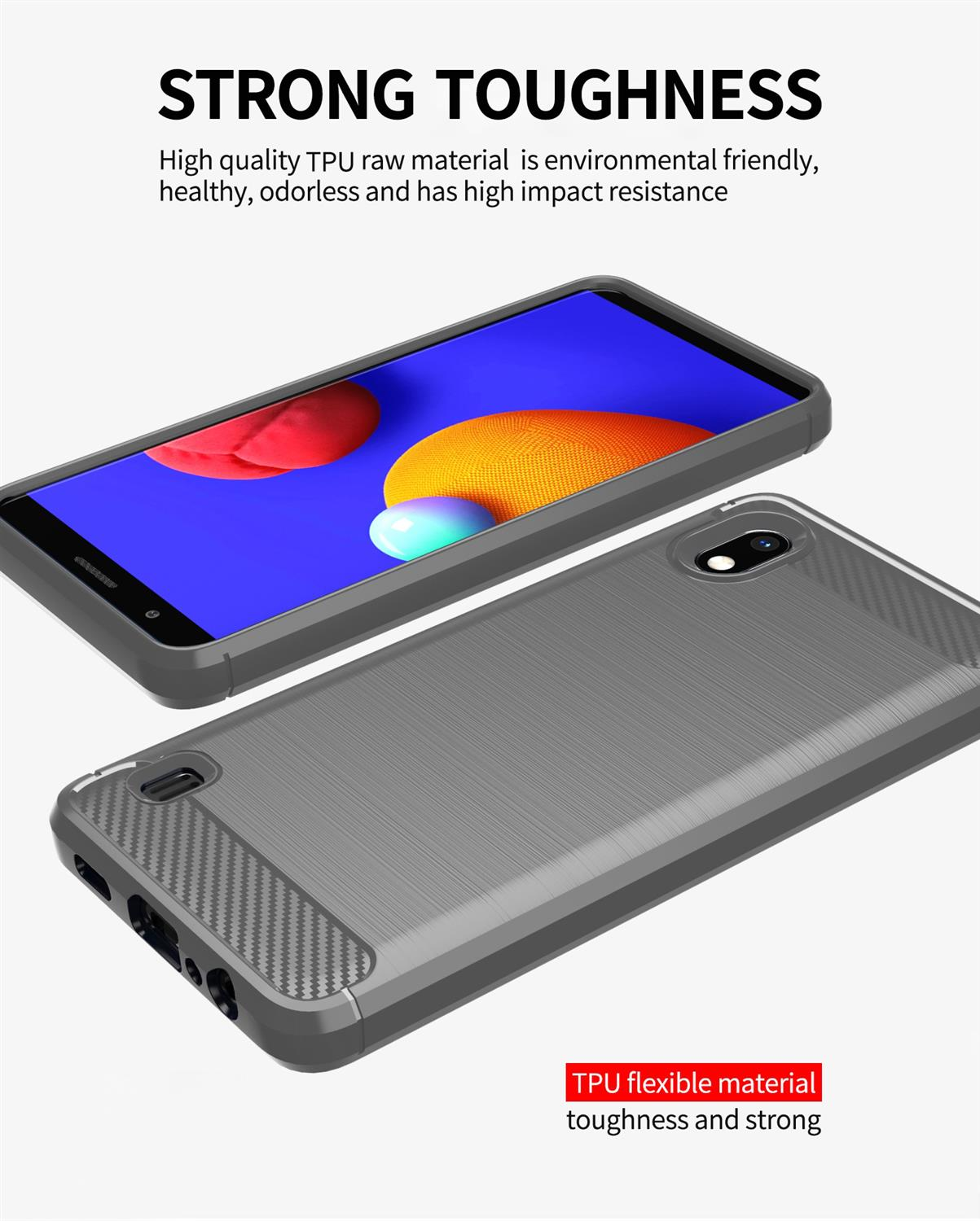 CADORABO TPU Ultra Slim Galaxy Samsung, / BRUSHED Carbon GRAU A10 Backcover, M10, Hülle