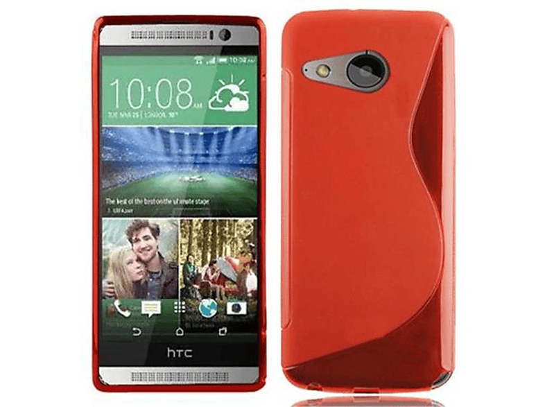 S-Line MINI, HTC, ONE INFERNO Handyhülle, ROT M8 CADORABO TPU Backcover,