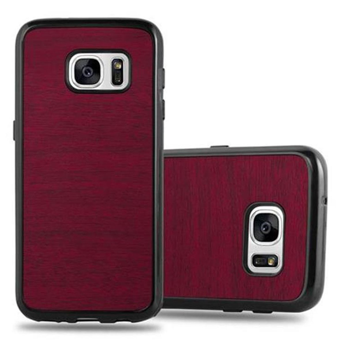 CADORABO TPU Backcover, ROT Galaxy S7, Schutzhülle, WOODEN Samsung, Wooden