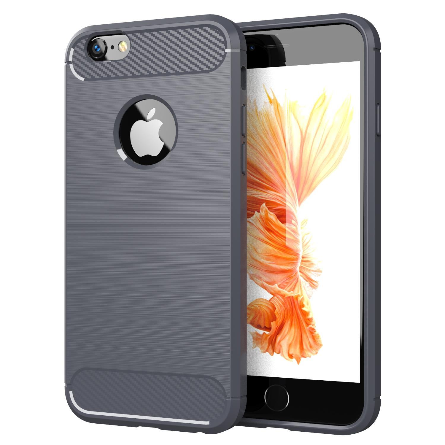 PLUS Ultra TPU Backcover, Apple, 6 CADORABO Carbon Hülle, PLUS, BRUSHED 6S Slim / GRAU iPhone