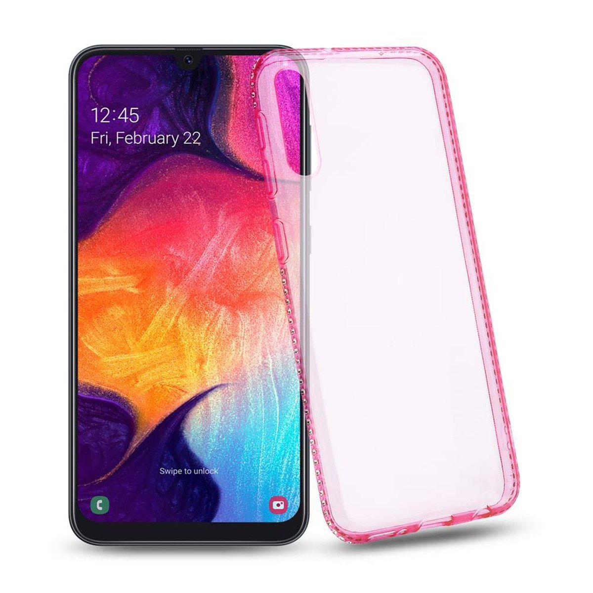 4G A50s im Samsung, Galaxy / ROSA Backcover, CADORABO TPU Hülle TRANSPARENT A50 / A30s, Design, Strass Silikon