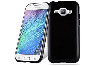 carcasa de móvil  - Funda flexible para móvil - Carcasa de TPU Silicona ultrafina CADORABO, Samsung, Galaxy J1 2015, negro