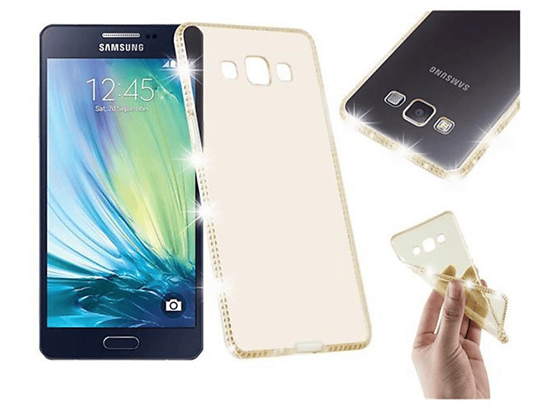 2015, Design, Silikon Samsung, GOLD A5 TRANSPARENT CADORABO im Strass Galaxy Backcover, Hülle TPU