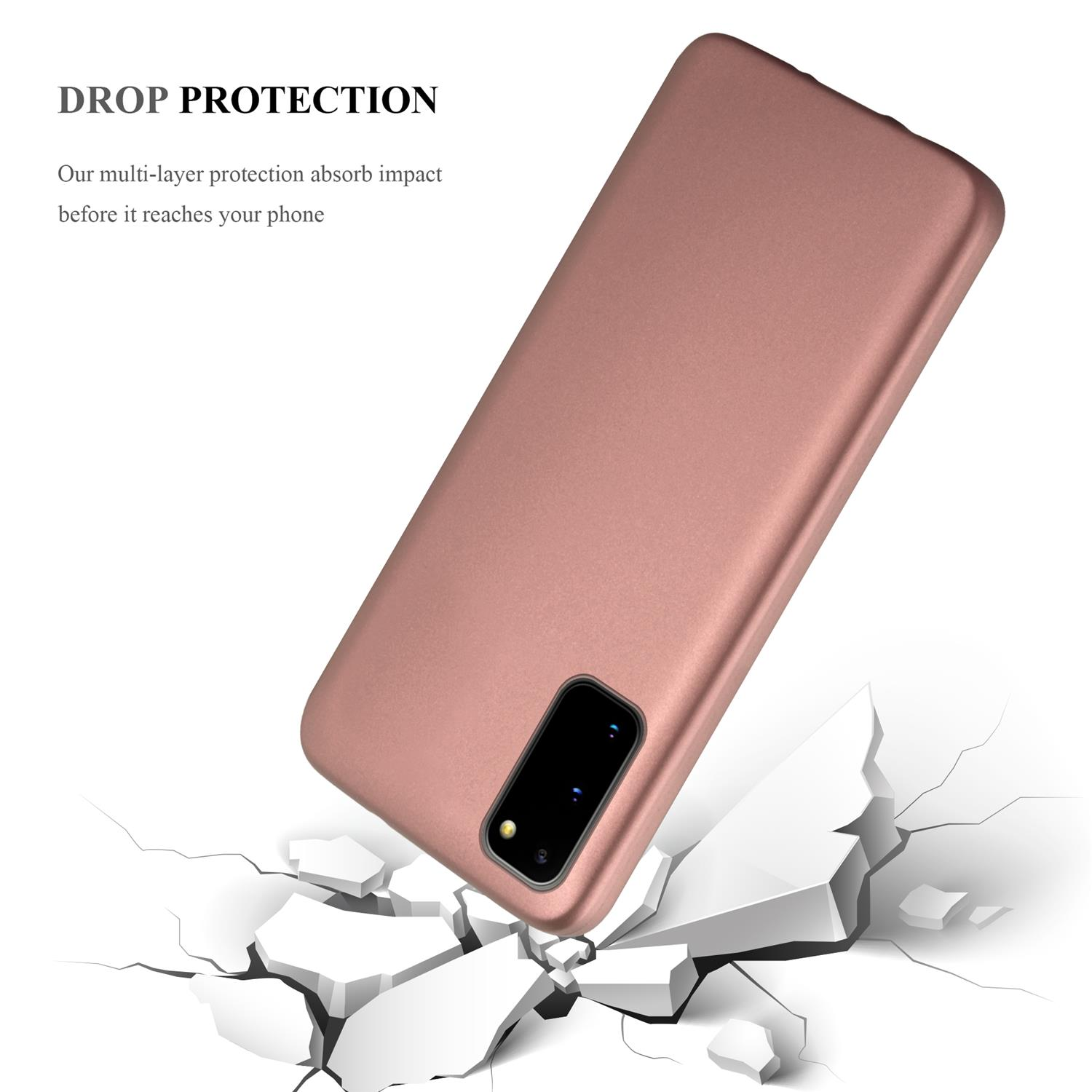 S20, GOLD TPU Hülle, ROSÉ Galaxy Backcover, CADORABO Matt Samsung, METALLIC Metallic