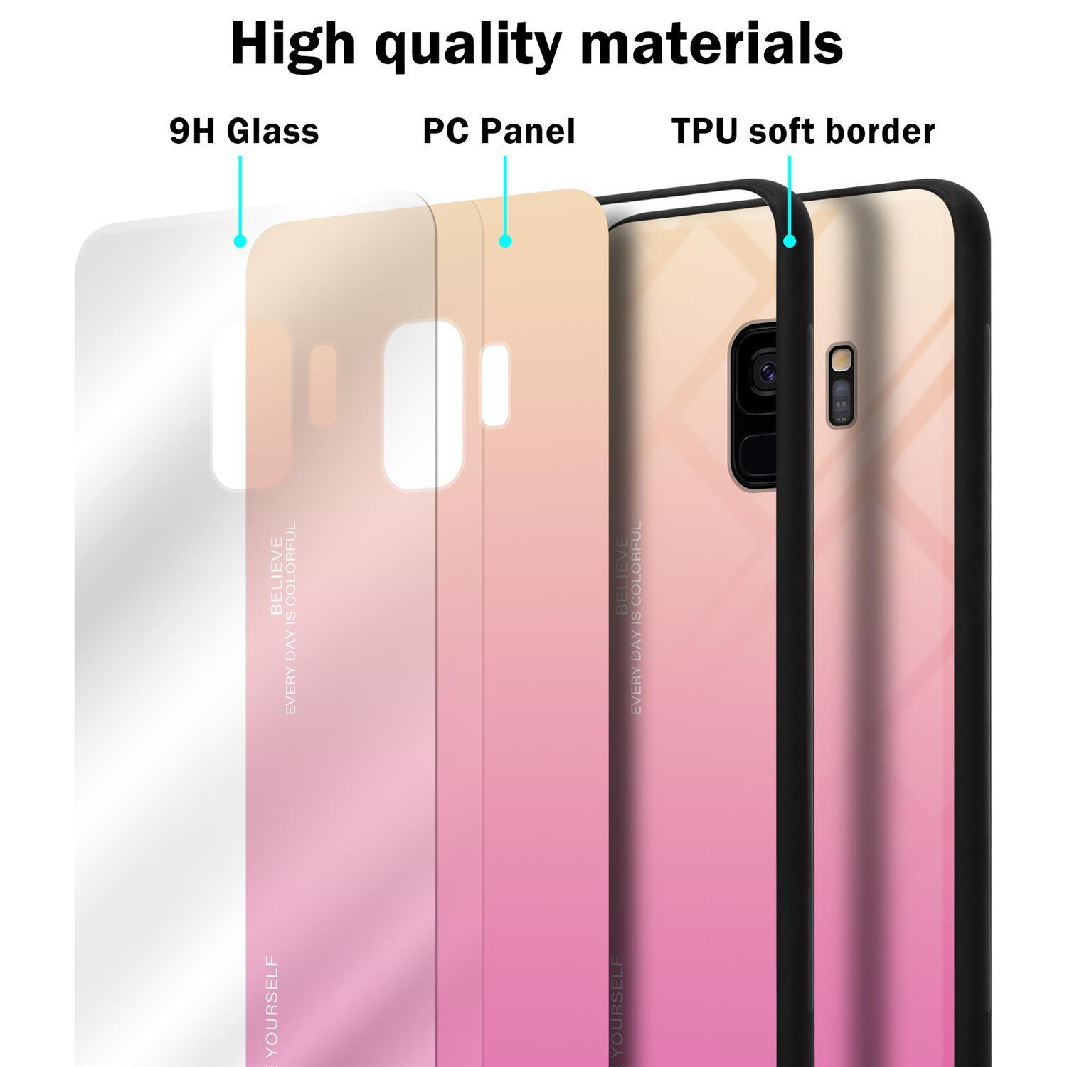 GELB S9, TPU 2 Galaxy Silikon Backcover, Hülle aus - Farben Glas, Samsung, CADORABO ROSA