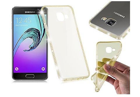 carcasa de móvil  - Funda flexible para móvil - Carcasa de TPU Silicona ultrafina CADORABO, Samsung, Galaxy A3 2016 -6, oro transparente