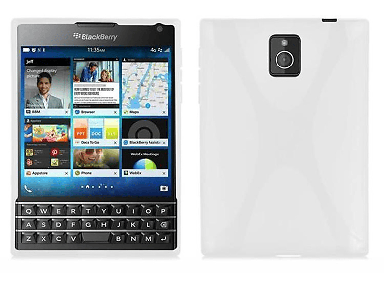 CADORABO TPU X-Line Schutzhülle, Backcover, Blackberry, Q30, HALB TRANSPARENT