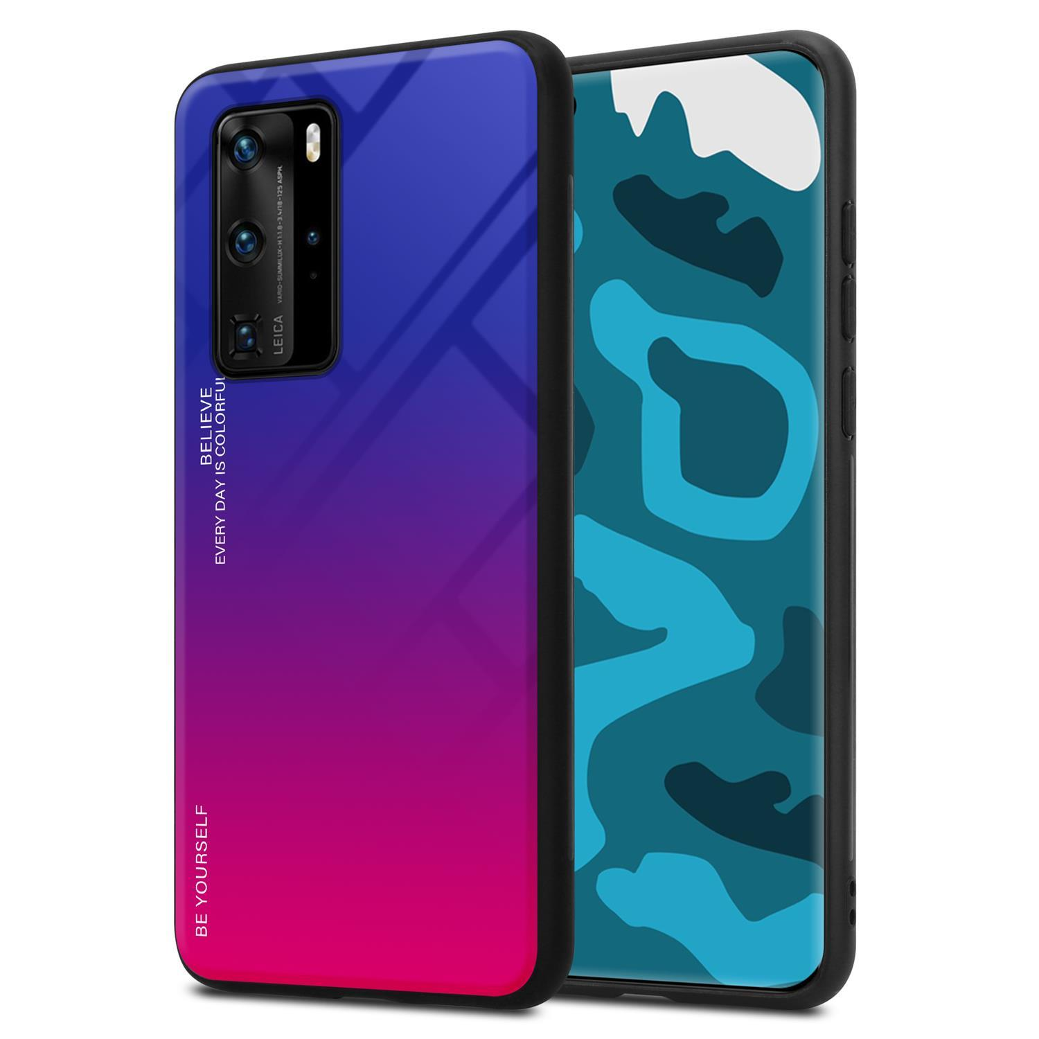 Farben PRO TPU Backcover, 2 Hülle / CADORABO ROT - P40 Silikon Huawei, PRO+, P40 aus Glas, LILA