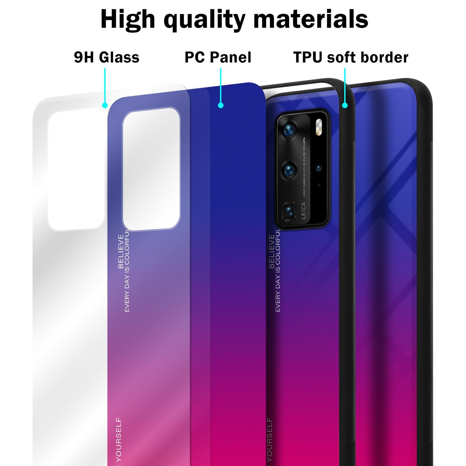 Farben PRO TPU Backcover, 2 Hülle / CADORABO ROT - P40 Silikon Huawei, PRO+, P40 aus Glas, LILA