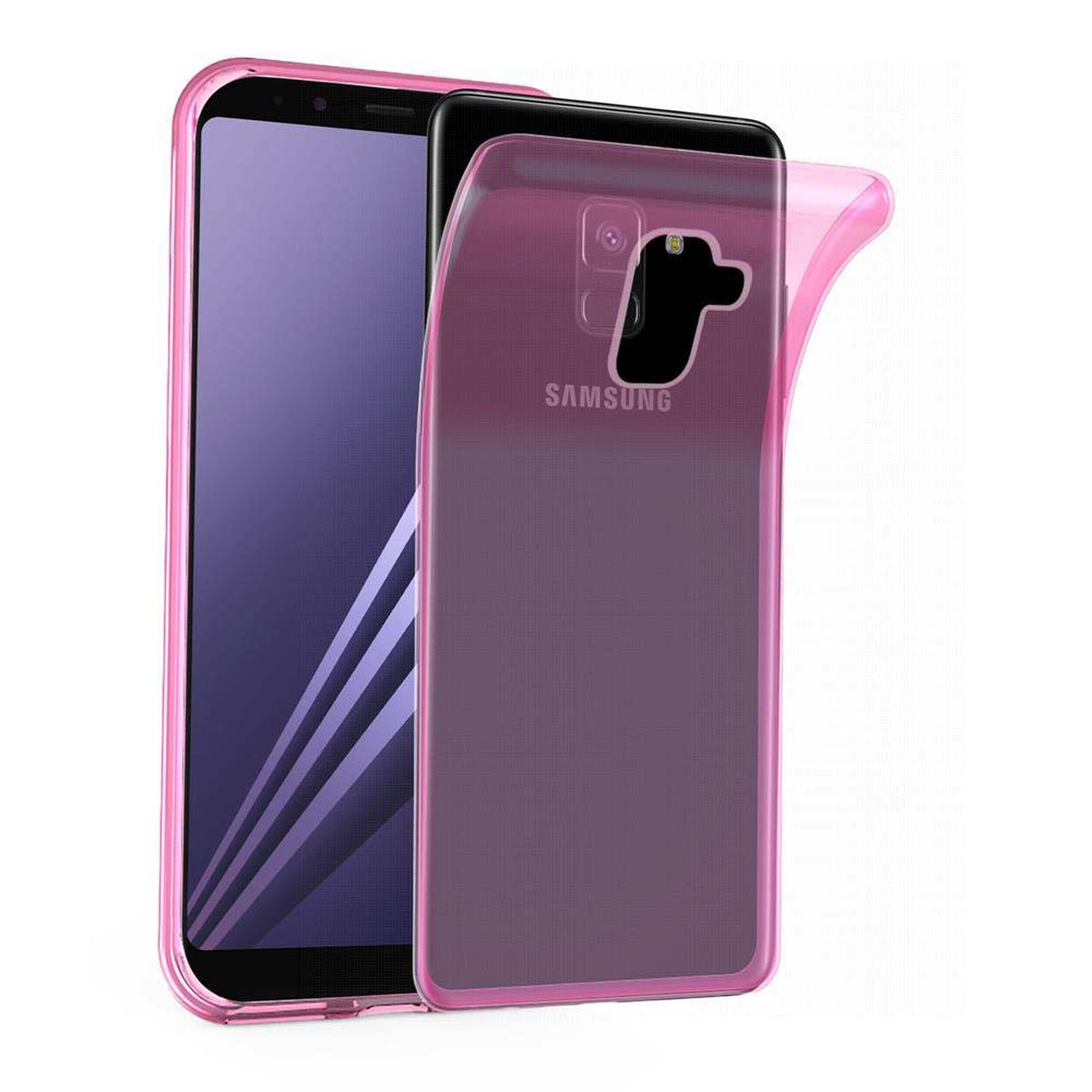 Galaxy CADORABO 2018, PINK Slim Ultra Samsung, TPU Backcover, A8 TRANSPARENT Schutzhülle, AIR