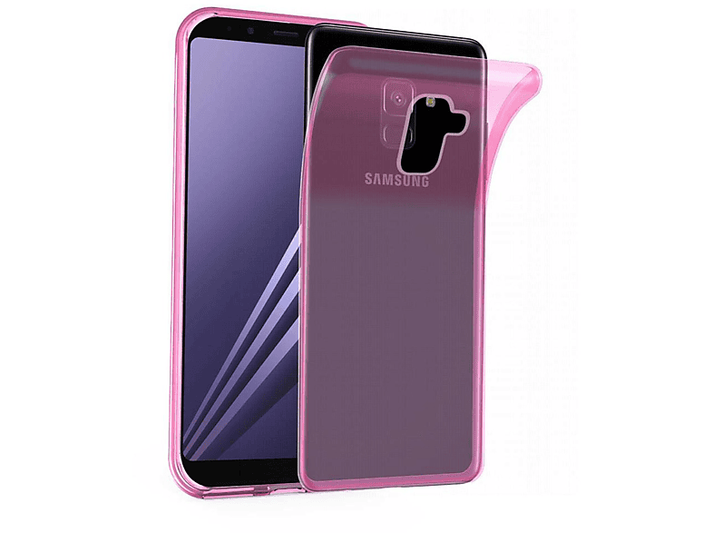CADORABO TPU Ultra Slim PINK Backcover, Schutzhülle, A8 2018, Galaxy AIR TRANSPARENT Samsung