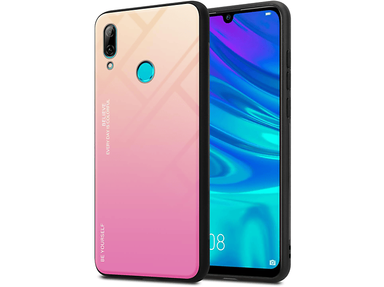 CADORABO Hülle aus TPU Silikon 2 Farben Glas, Backcover, Honor, 10 LITE / Huawei P SMART 2019, GELB - ROSA