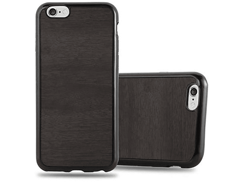 CADORABO TPU Wooden Schutzhülle, Backcover, Apple, iPhone 6 / 6S, WOODEN SCHWARZ | Backcover