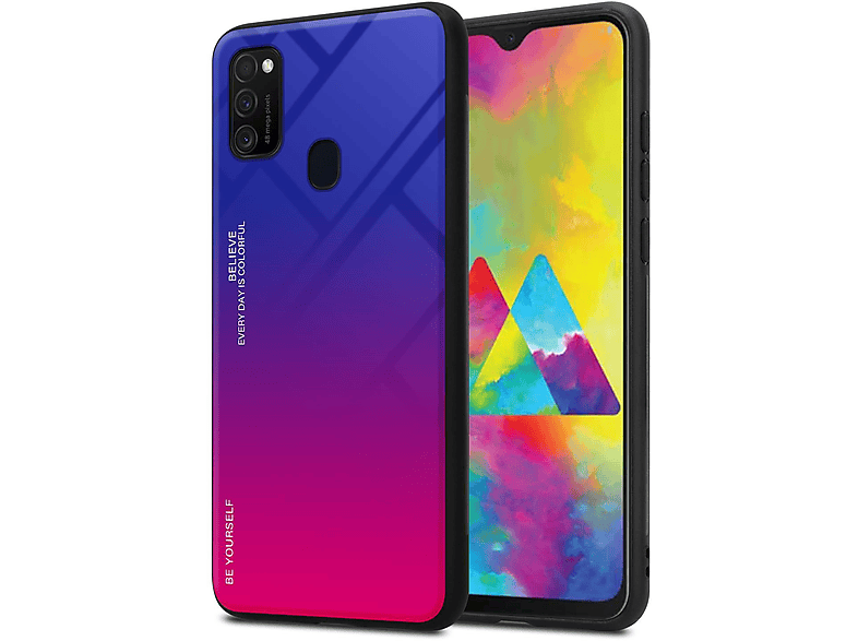 Funda Huawei P30 Lite Cadorabo - Bicolor Púrpura/rojo - Cristal Templado + Silicona