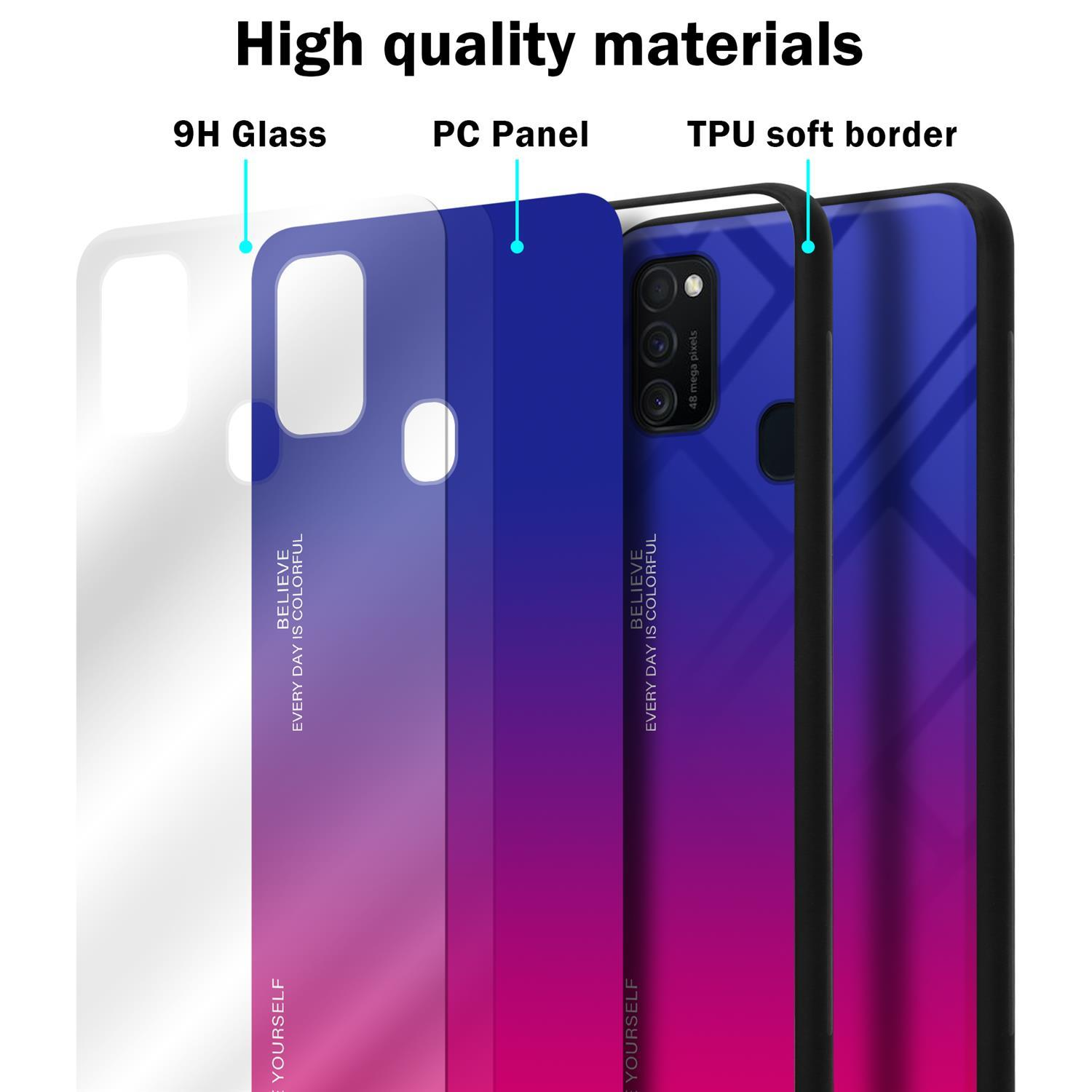 CADORABO Hülle aus TPU M21 ROT Farben Galaxy Glas, LILA 2 Samsung, - / M30s, Silikon Backcover