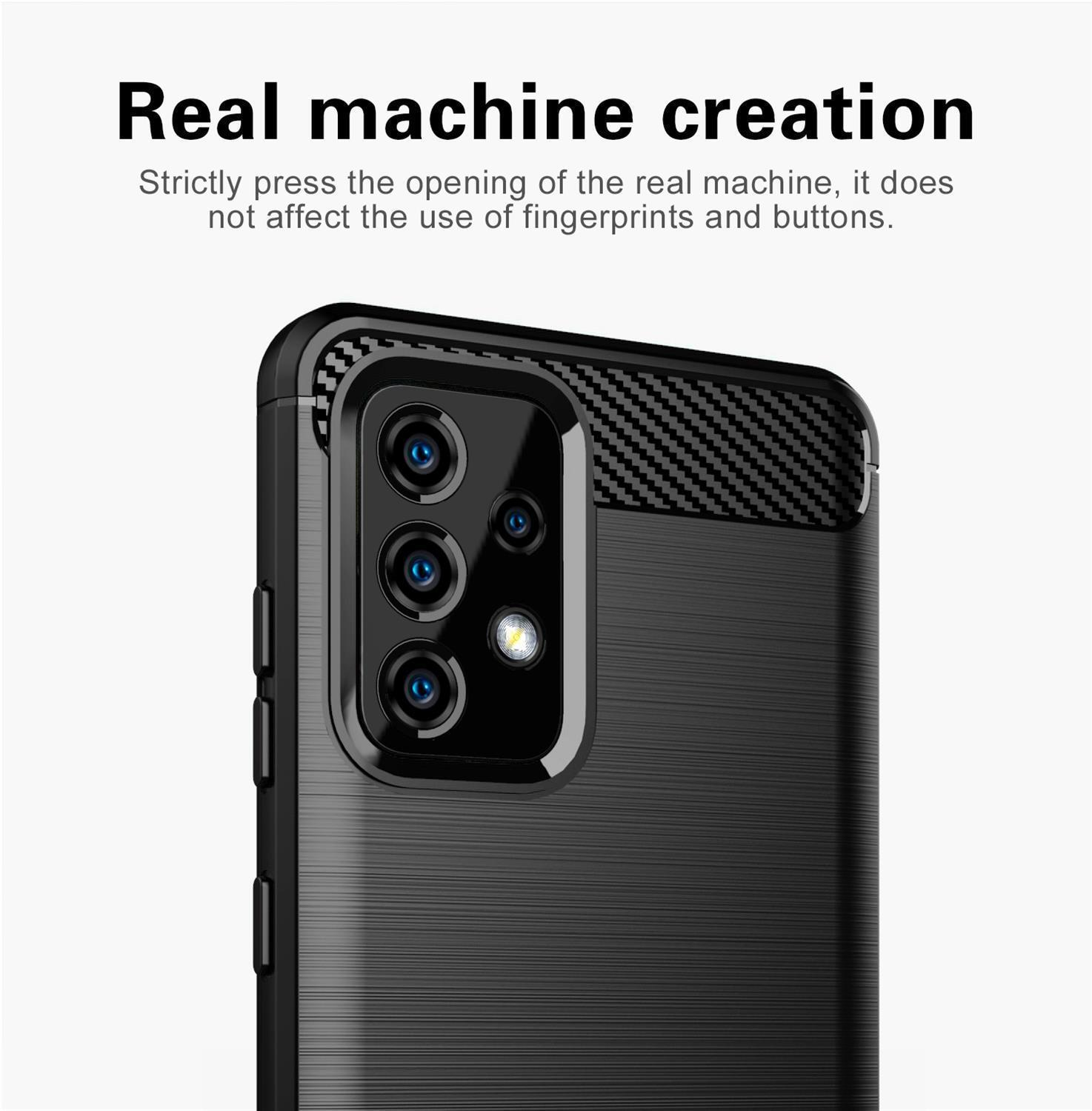 CADORABO Galaxy A52s, / TPU SCHWARZ Samsung, Hülle, Carbon (4G Slim 5G) Ultra / A52 BRUSHED Backcover,