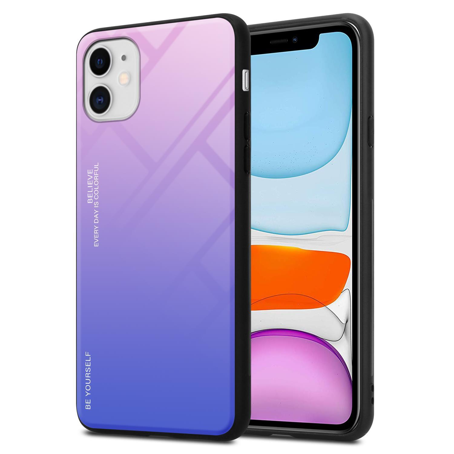 TPU - Farben Glas, 11, Apple, PINK 2 CADORABO Backcover, iPhone Hülle BLAU Silikon aus