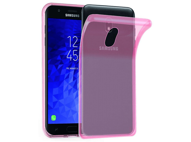 2018, Samsung, Slim Backcover, Galaxy TRANSPARENT TPU J3 Schutzhülle, Ultra PINK AIR CADORABO