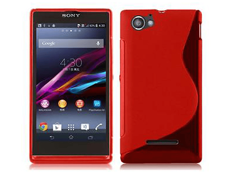 Xperia Handyhülle, INFERNO CADORABO Backcover, Sony, M, S-Line ROT TPU