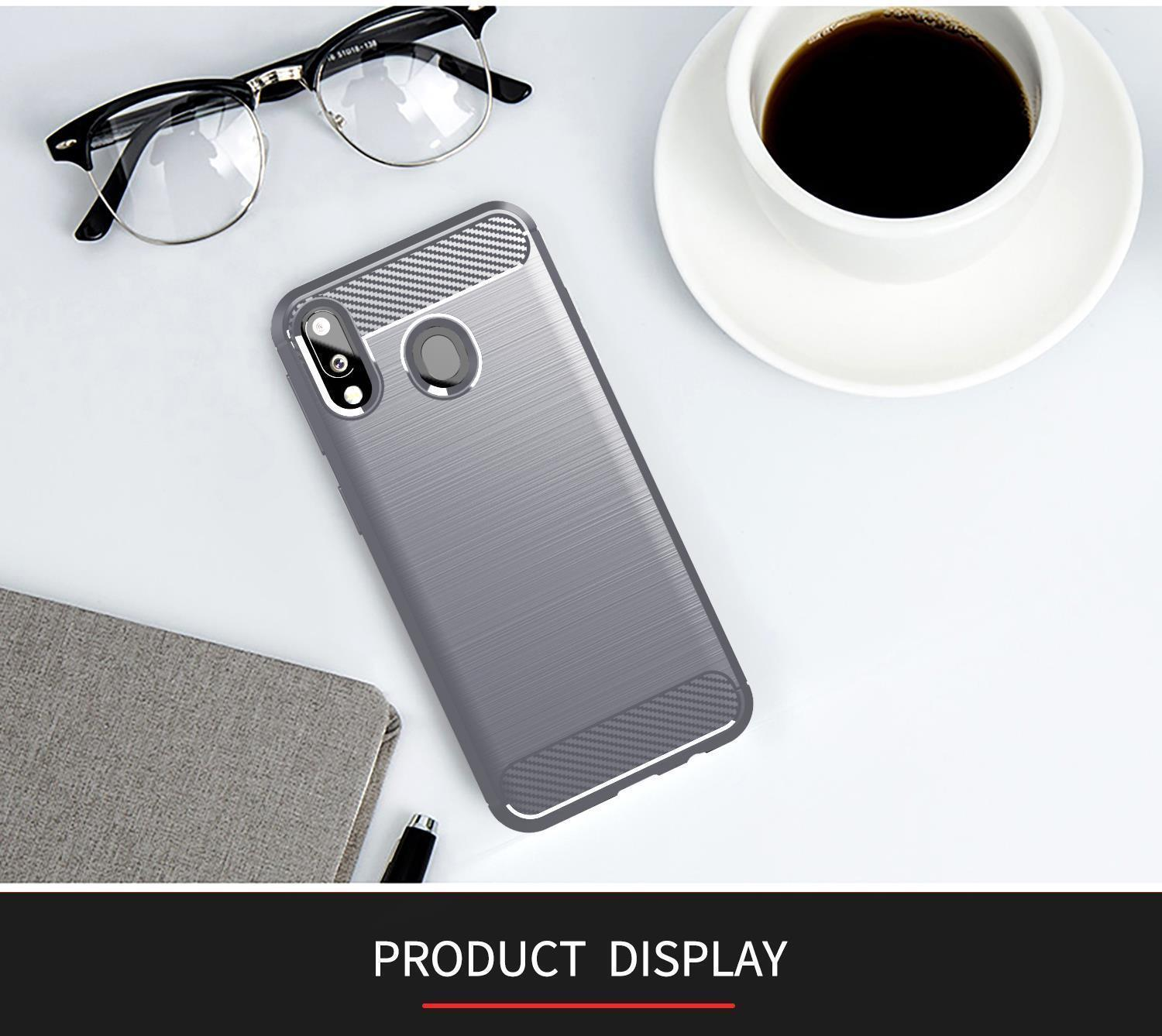 CADORABO TPU Ultra Slim Carbon / Galaxy Samsung, Backcover, Hülle, BRUSHED GRAU A20 A30 M10s, 