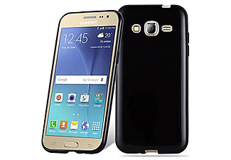carcasa de móvil  - Funda flexible para móvil - Carcasa de TPU Silicona ultrafina CADORABO, Samsung, Galaxy J2 2015, negro