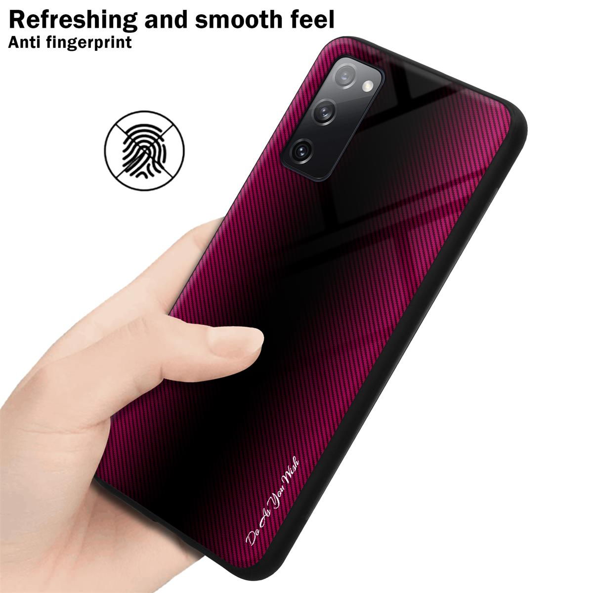Custodia per telefono con texture nera e rosa. Icona dell'impronta digitale. Sfumatura nera e rosa.