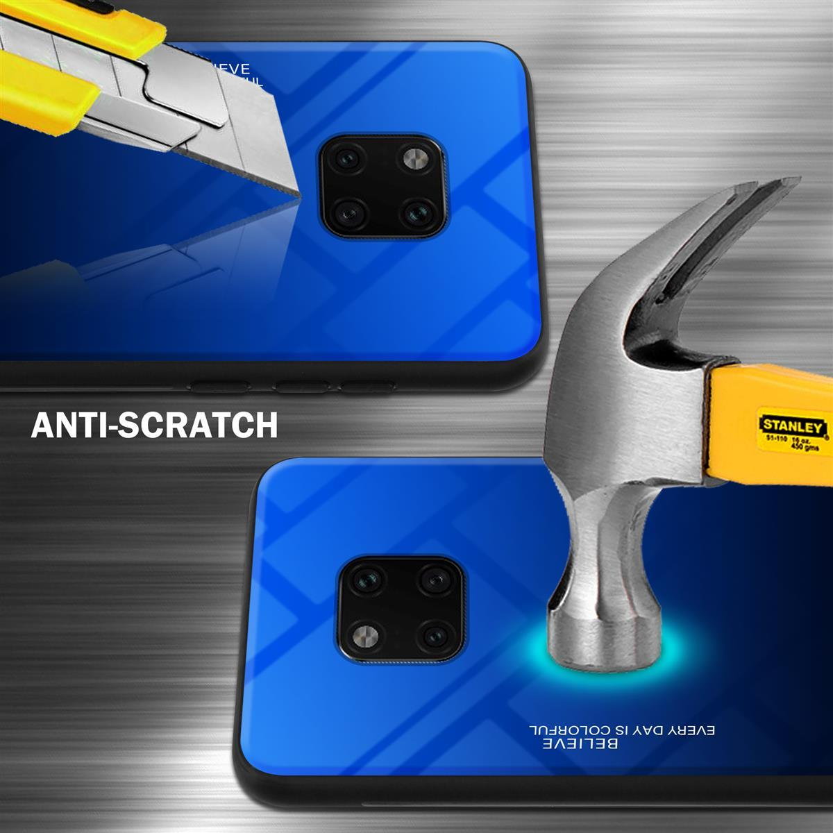 Handyhülle wird mit einem Cutter und Hammer getestet, um den Kratzschutz zu zeigen.