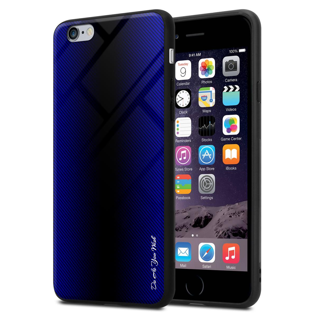 CADORABO TPU Gestreiftes Glas iPhone LILA COBALT 6 PLUS PLUS, / Apple, 6S Hülle, Backcover