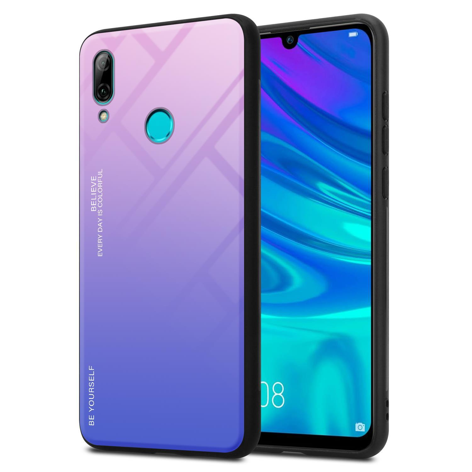 Ein Smartphone mit einer lilafarbenen Hülle und schwarzem Rahmen, mit den Texten 'BELIEVE' und 'BE YOURSELF'.
