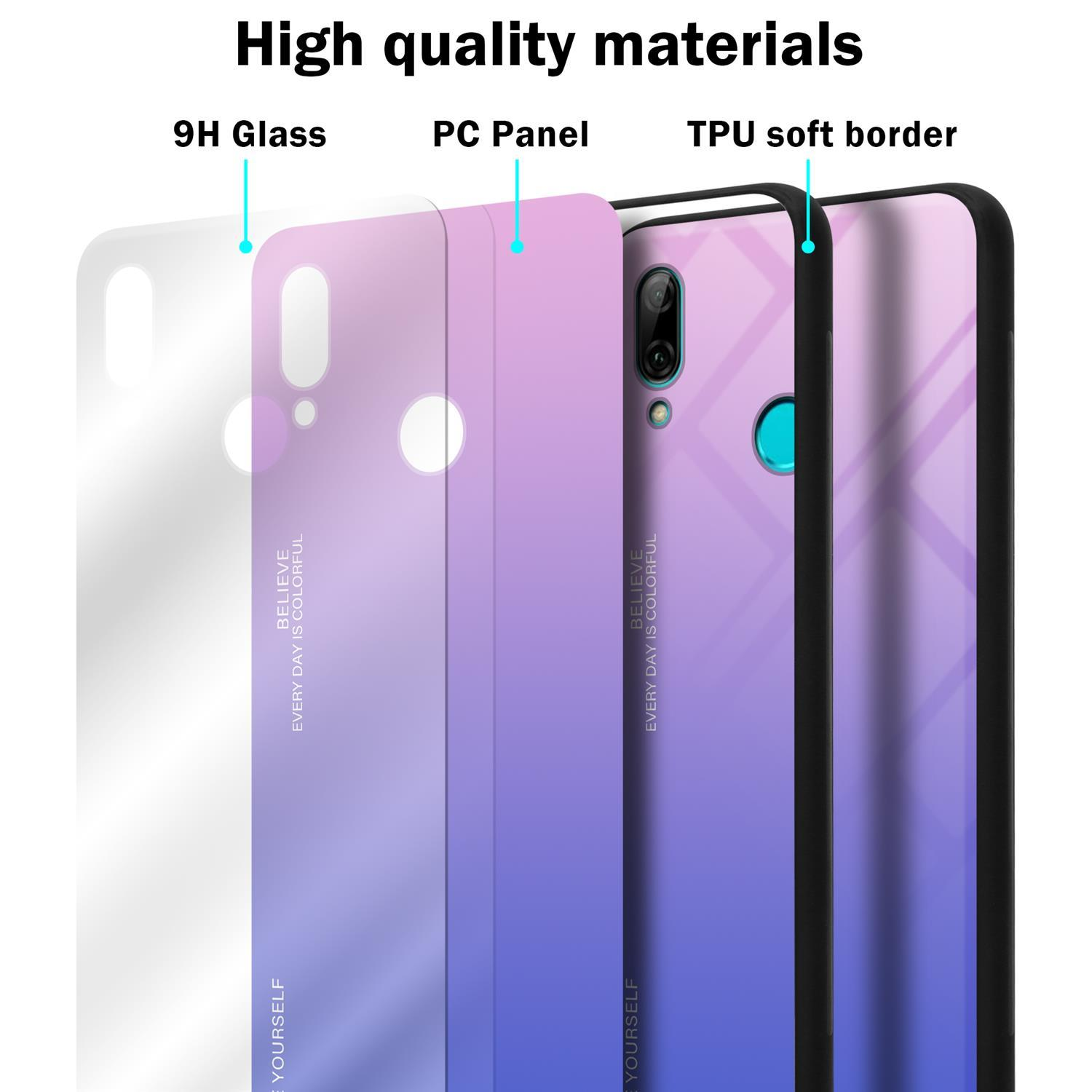 CADORABO Hülle 2 Backcover, Honor, P 2019, Farben BLAU aus - 10 Silikon PINK LITE / TPU SMART Glas, Huawei