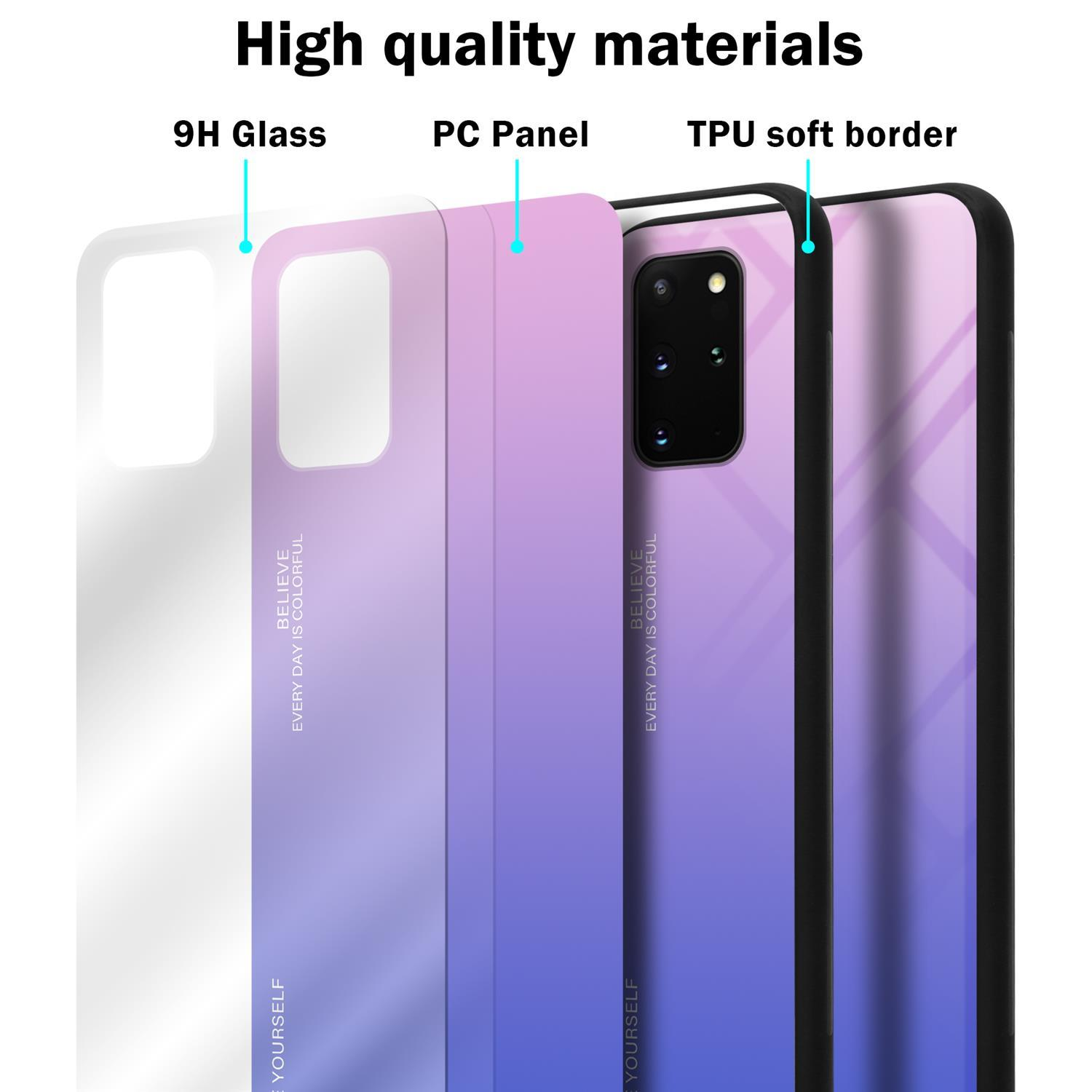 Samsung, 2 Farben S20 BLAU Backcover, PINK TPU Hülle Silikon PLUS, CADORABO Glas, aus - Galaxy