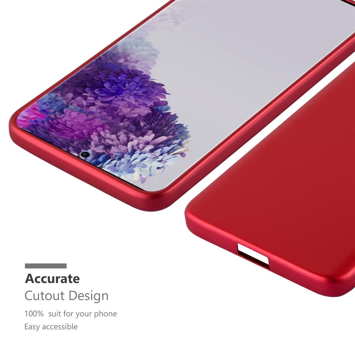 Rote Handyhülle mit Telefon darin. Die Hülle liegt neben einer anderen Hülle.