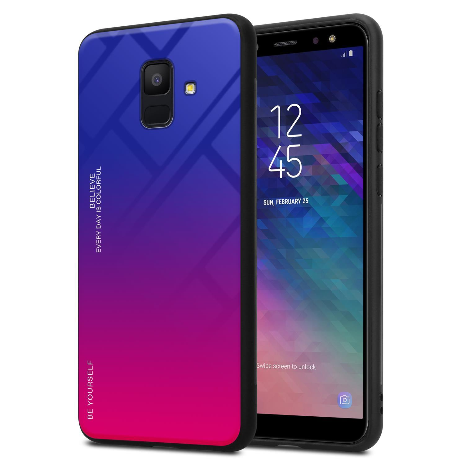 Glas, 2018, Farben - Silikon 2 Hülle Backcover, TPU CADORABO aus Samsung, Galaxy LILA A6 ROT