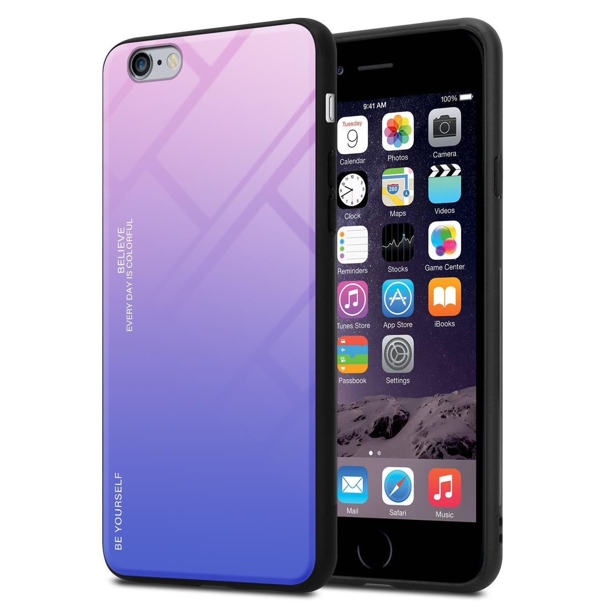CADORABO Hülle aus Backcover, PINK 6S BLAU Farben PLUS, TPU / iPhone Silikon PLUS 6 2 Apple, Glas, 