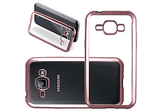 carcasa de móvil  - Funda flexible para móvil - Carcasa de TPU Silicona ultrafina CADORABO, Samsung, Galaxy J1 2015 -5, oro rosa cromado