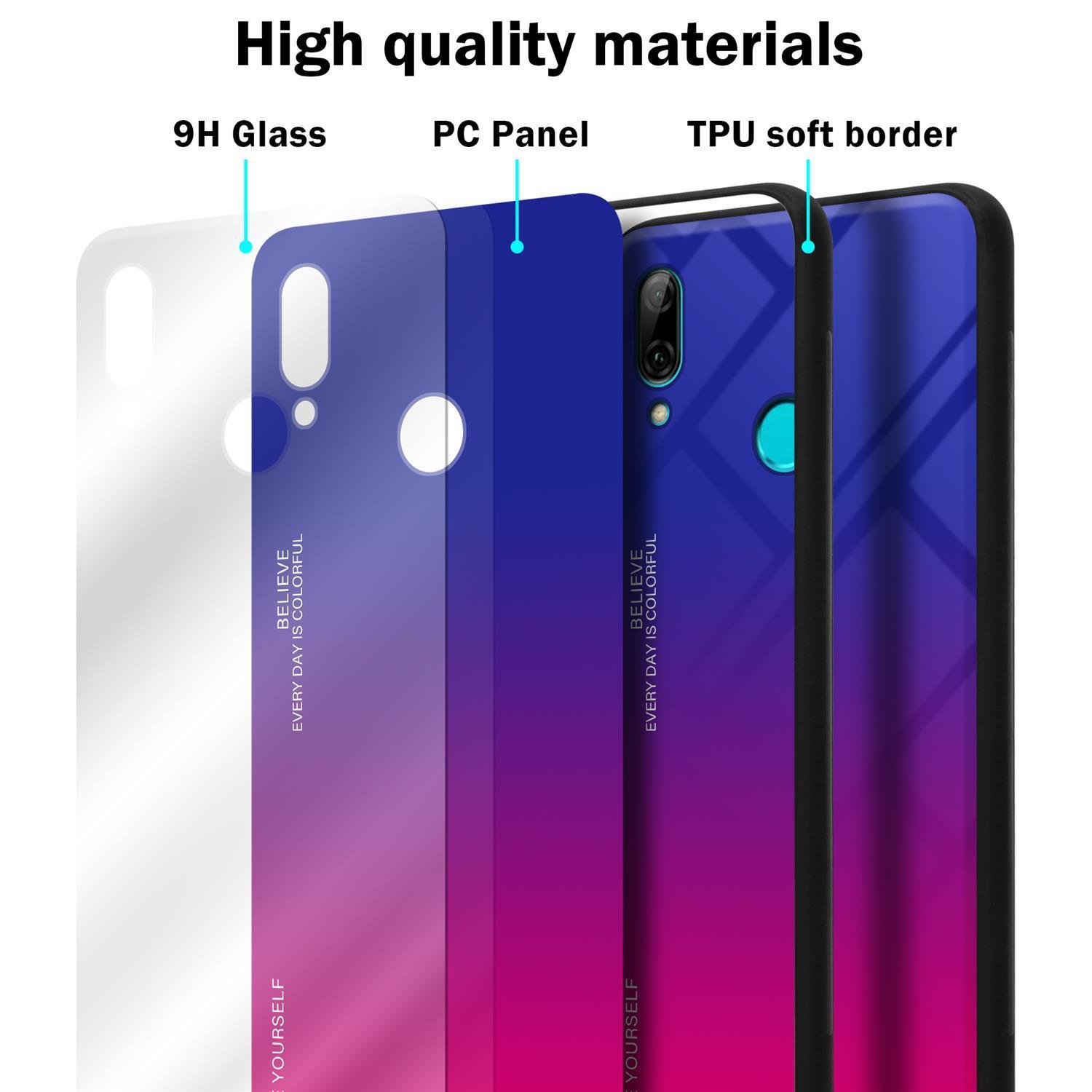 / Huawei 10 - ROT 2 Glas, Backcover, Silikon TPU aus Farben Honor, 2019, LILA Hülle CADORABO LITE P SMART