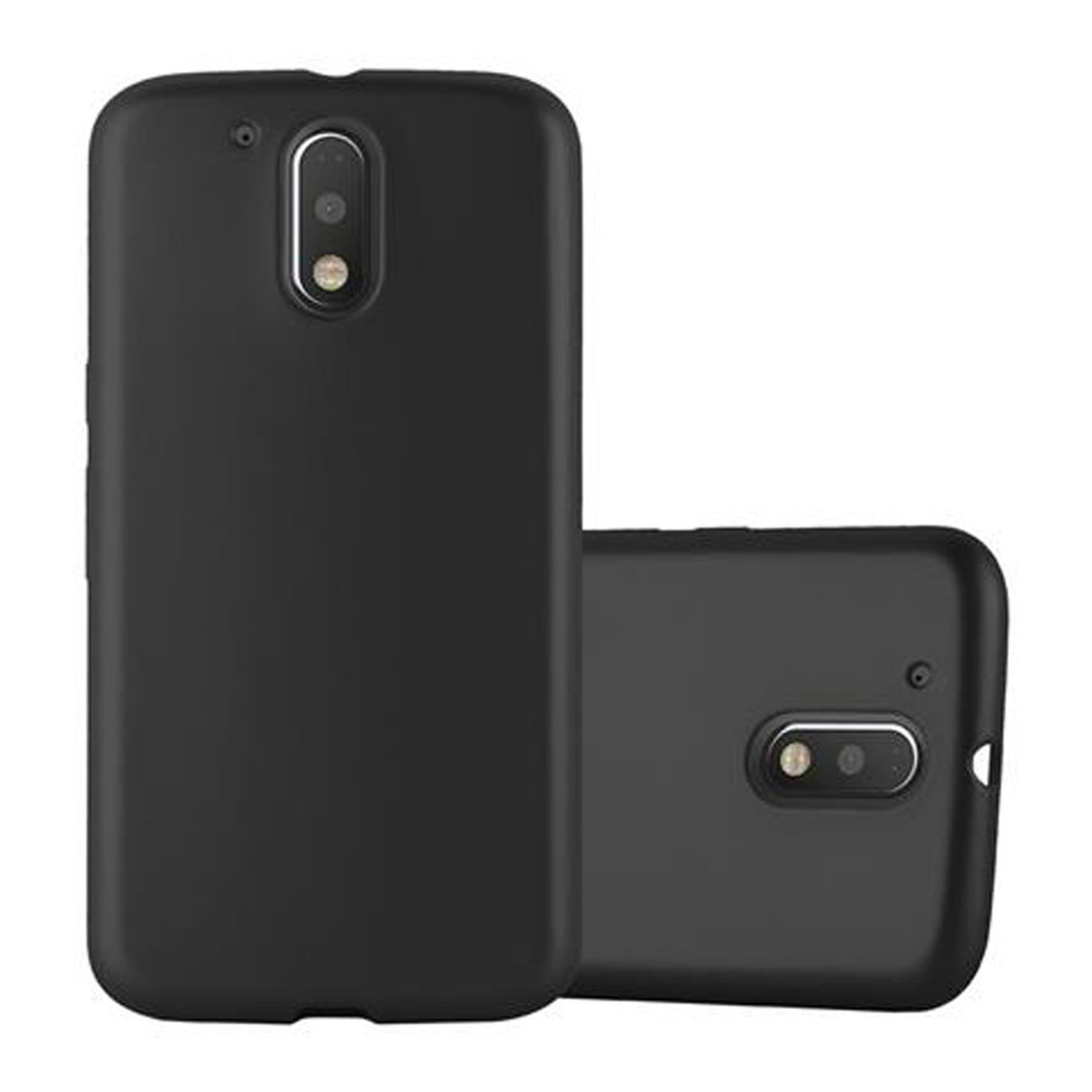 PLUS, MOTO G4 METALLIC Matt Backcover, SCHWARZ Motorola, CADORABO / TPU Metallic Hülle, G4