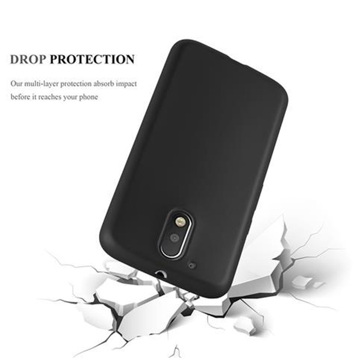 PLUS, MOTO G4 METALLIC Matt Backcover, SCHWARZ Motorola, CADORABO / TPU Metallic Hülle, G4