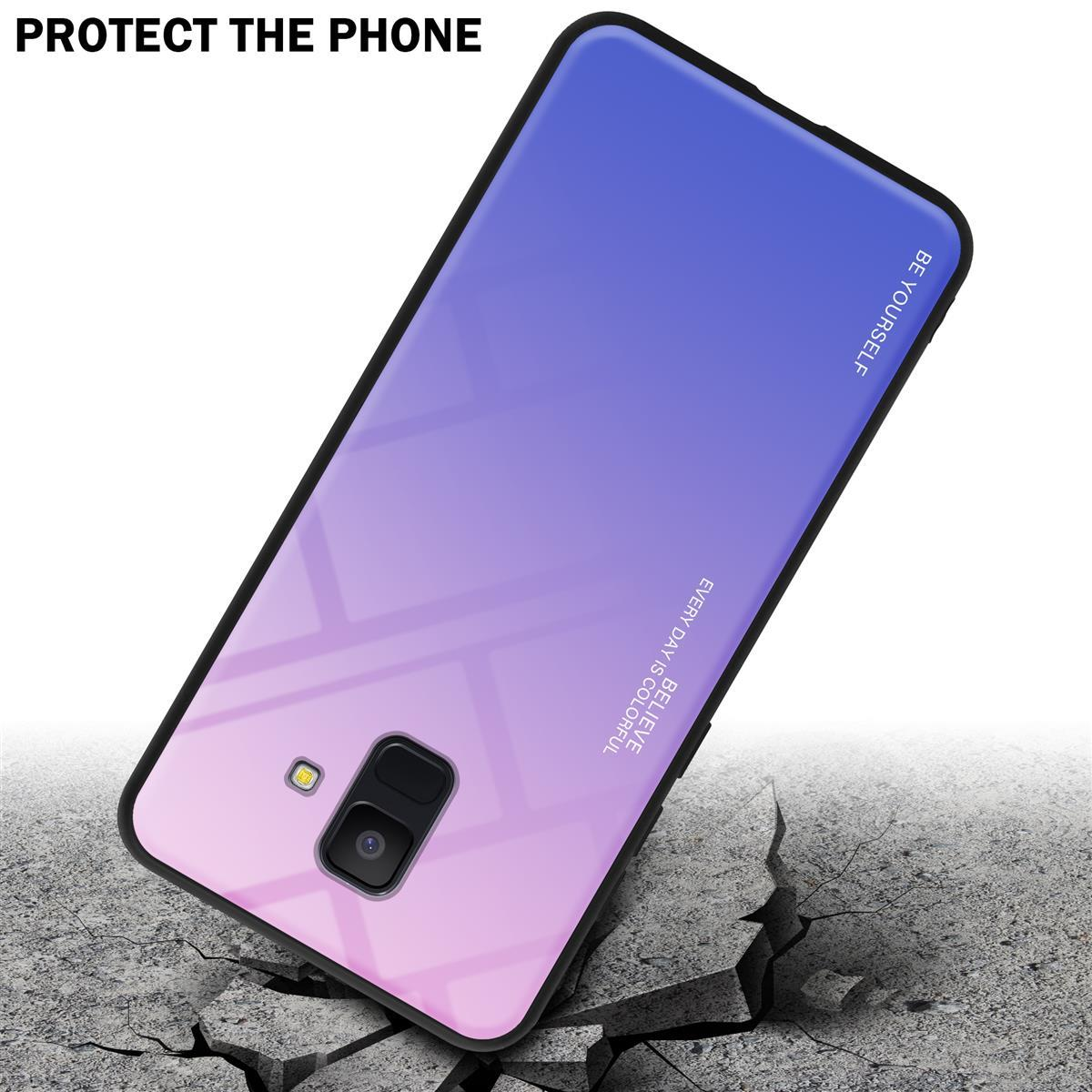 BLAU A6 Silikon Backcover, CADORABO - Galaxy aus Samsung, Hülle TPU 2 PINK Glas, 2018, Farben