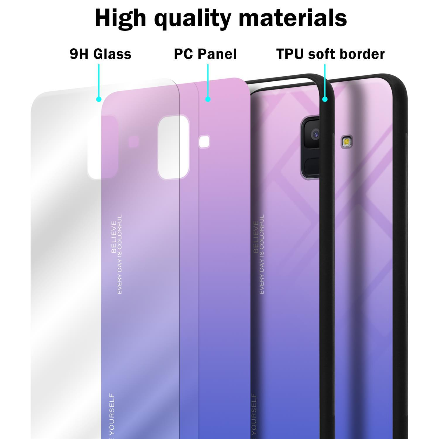 CADORABO Hülle aus TPU Silikon Galaxy 2 PINK A6 Backcover, Glas, 2018, - Farben Samsung, BLAU