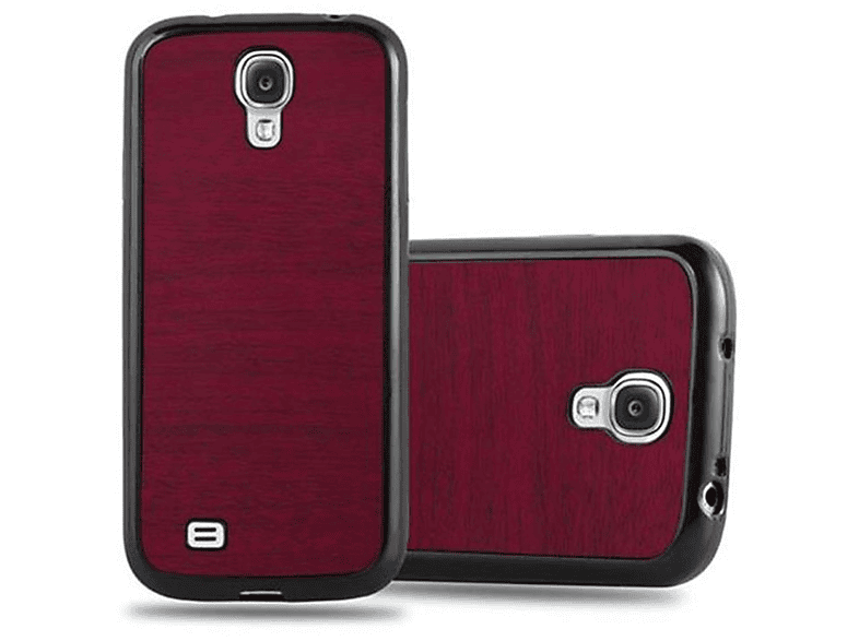 CADORABO TPU Wooden ROT Galaxy Samsung, WOODEN Backcover, S4, Schutzhülle