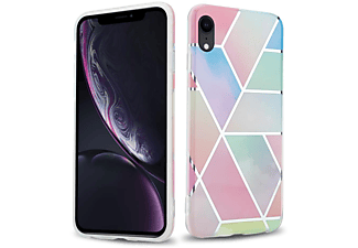 carcasa de móvil  - Funda flexible para móvil - Carcasa de TPU Silicona ultrafina CADORABO, Apple, iPhone XR, mármol arcoíris no.11