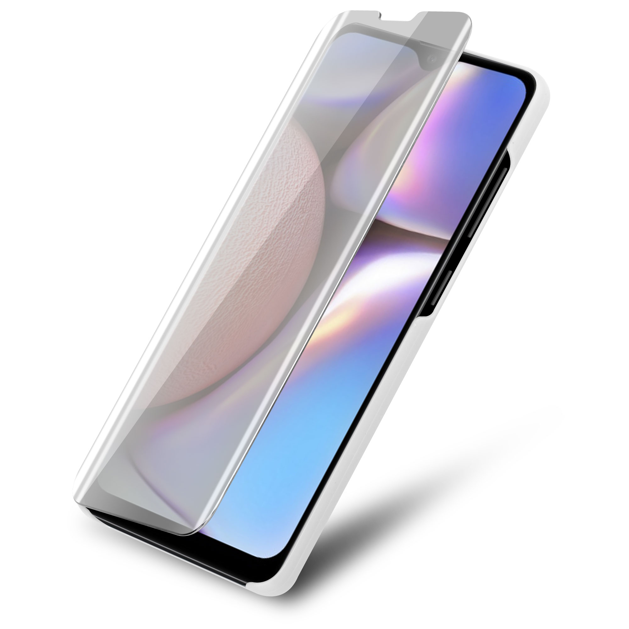 Telefon mit Hülle, zeigt Bildschirm, und eine Abdeckung.