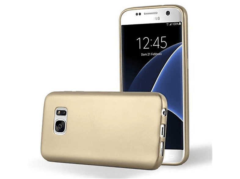 GOLD Backcover, Hülle, Matt METALLIC Samsung, Metallic Galaxy S7, CADORABO TPU
