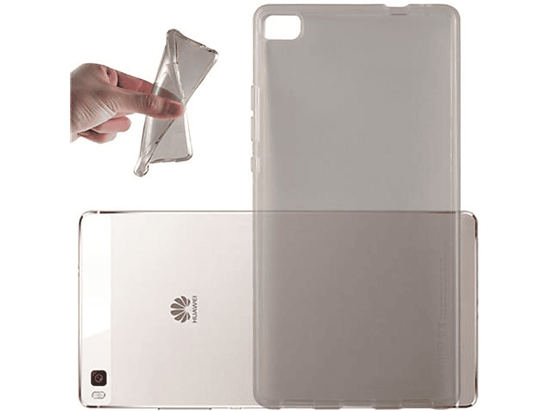 CADORABO TPU Ultra Schutzhülle, Backcover, Slim AIR Huawei, TRANSPARENT P8, SCHWARZ